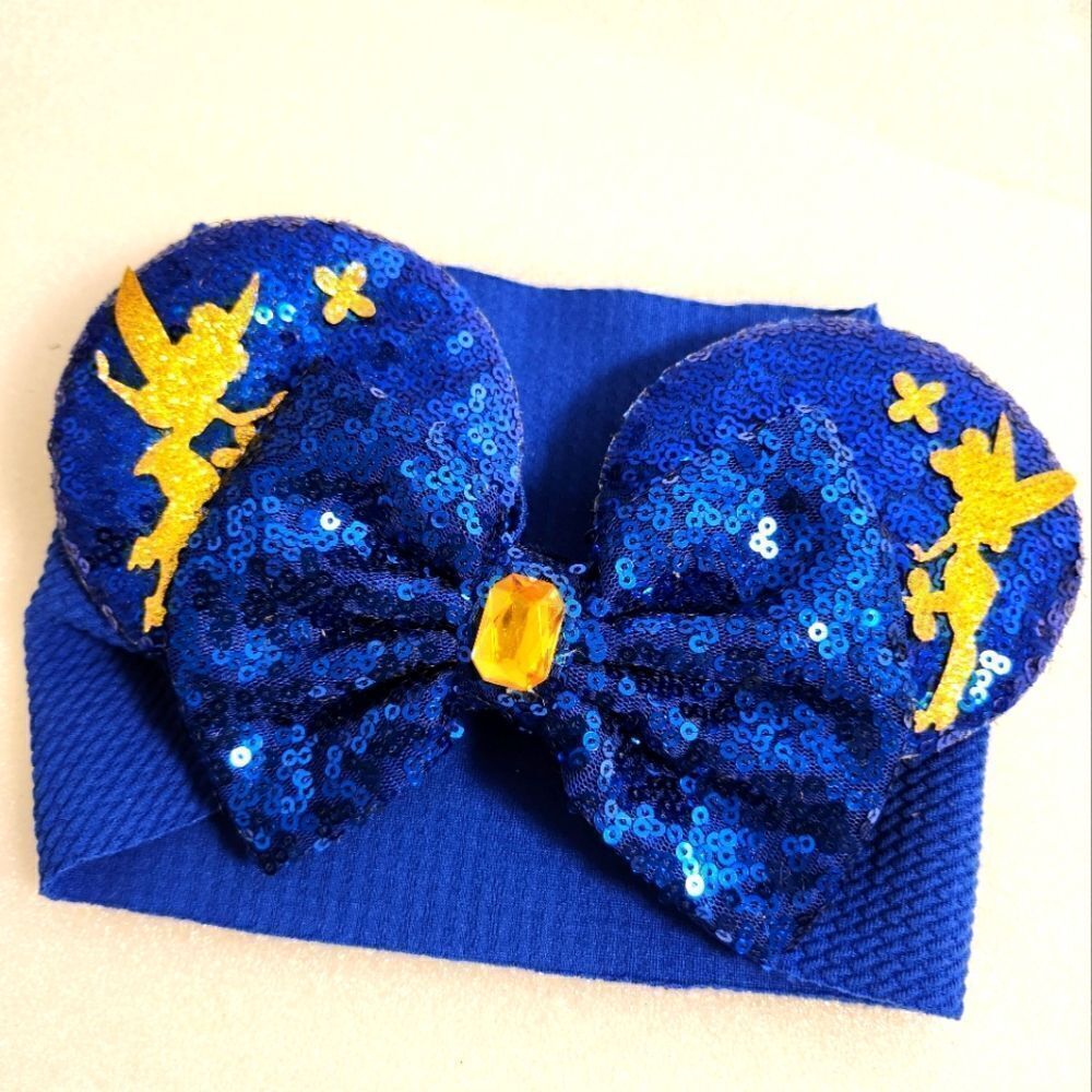 Minnie Mouse Ears Disney Tinkerbelle Blue Sequin Dress Up Headband